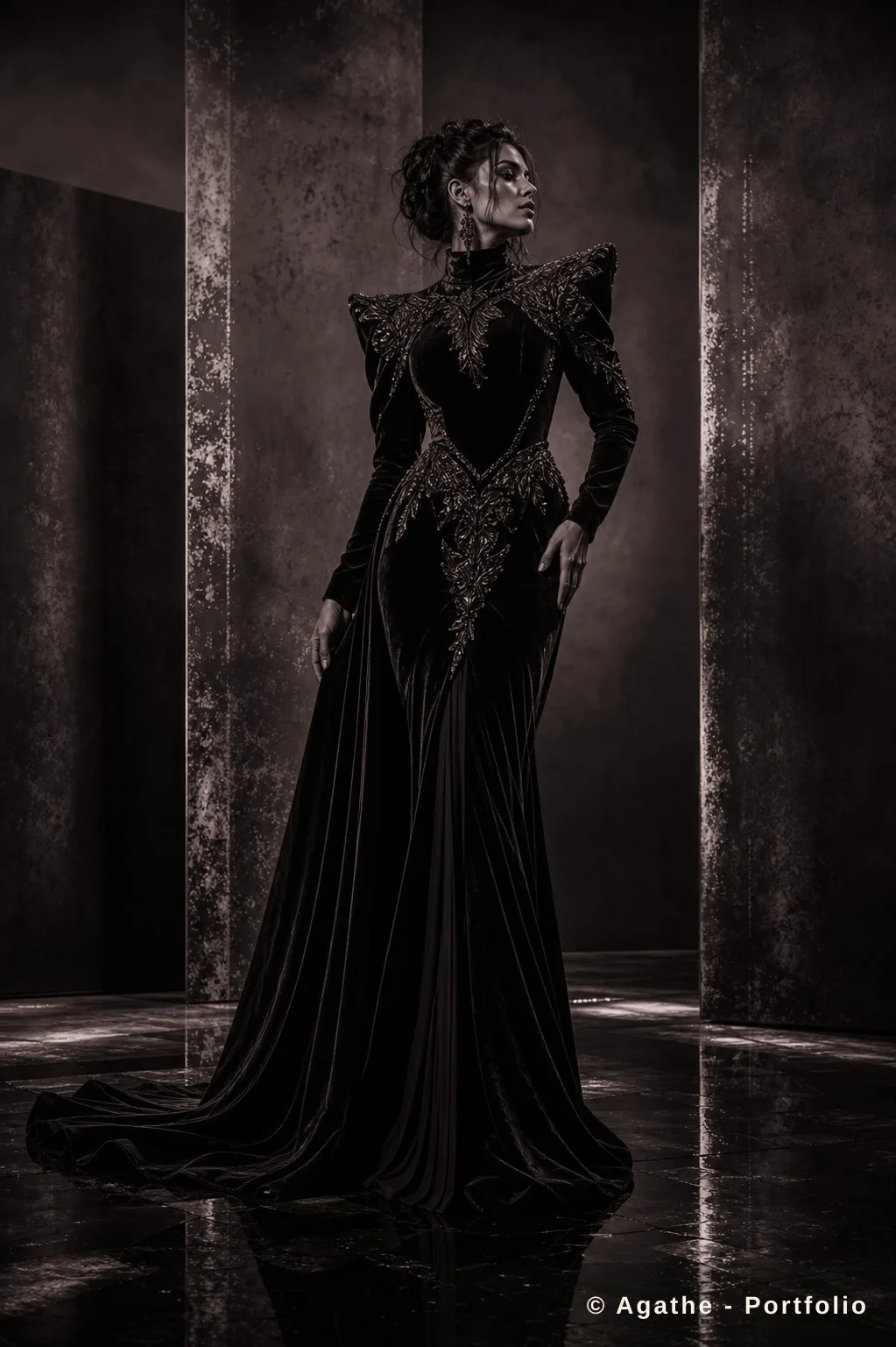 Portrait fantasy sombre avec tonalité cuivre